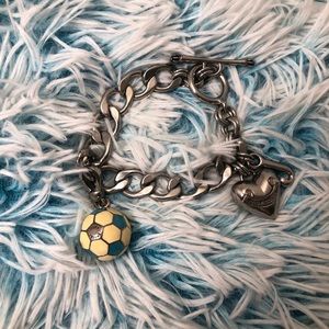 Juicy Couture Charm Bracelet with Soccer Charm💙